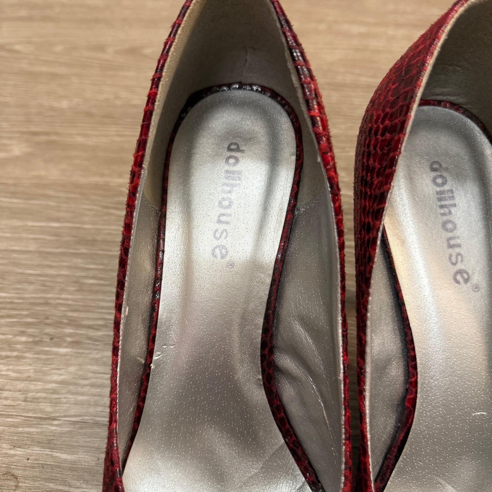 Y2k Red Faux Snakeskin Heels