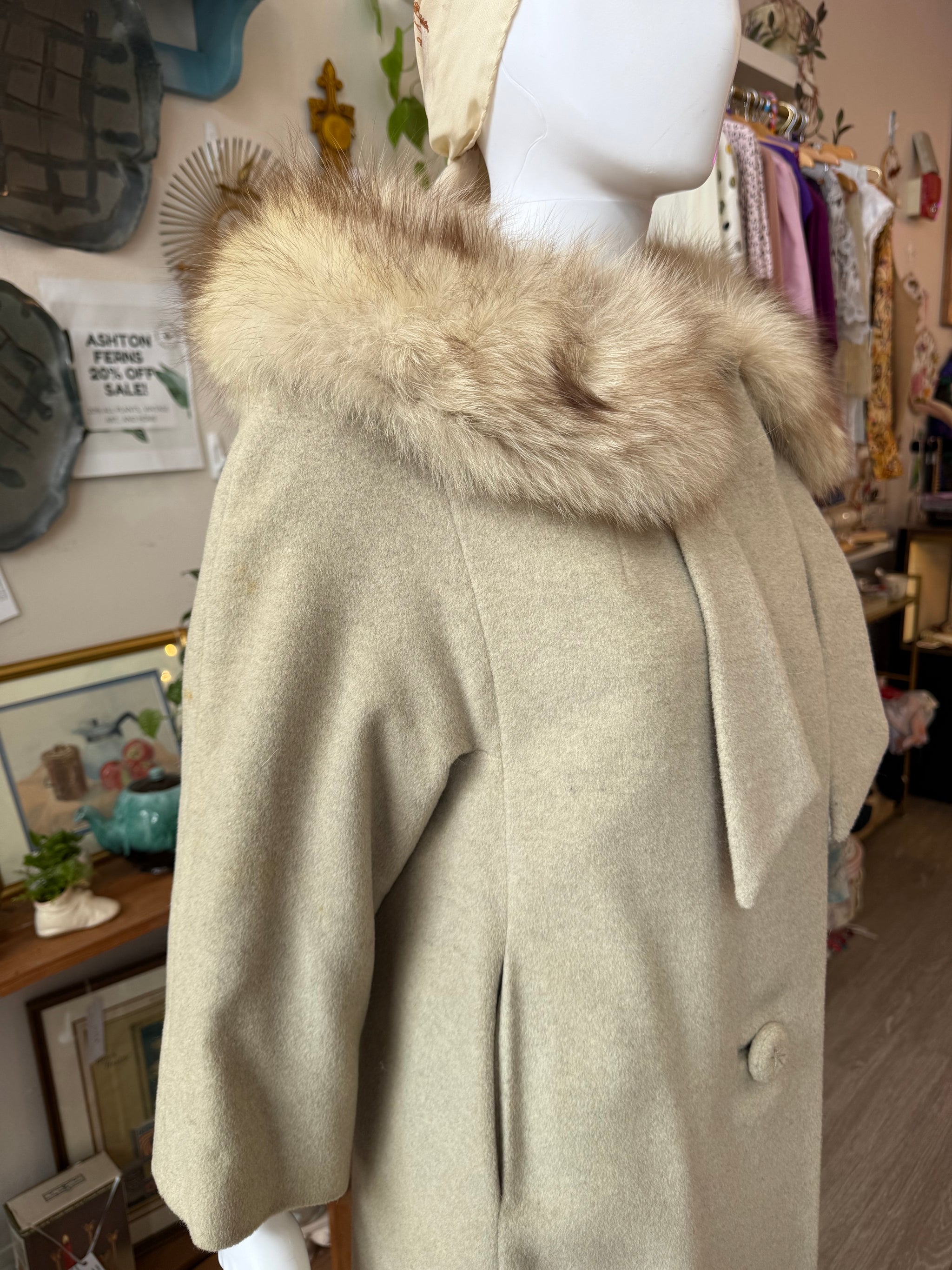 1960s Marki Original Mod Coat with Mink Collar by J.C. Kramer