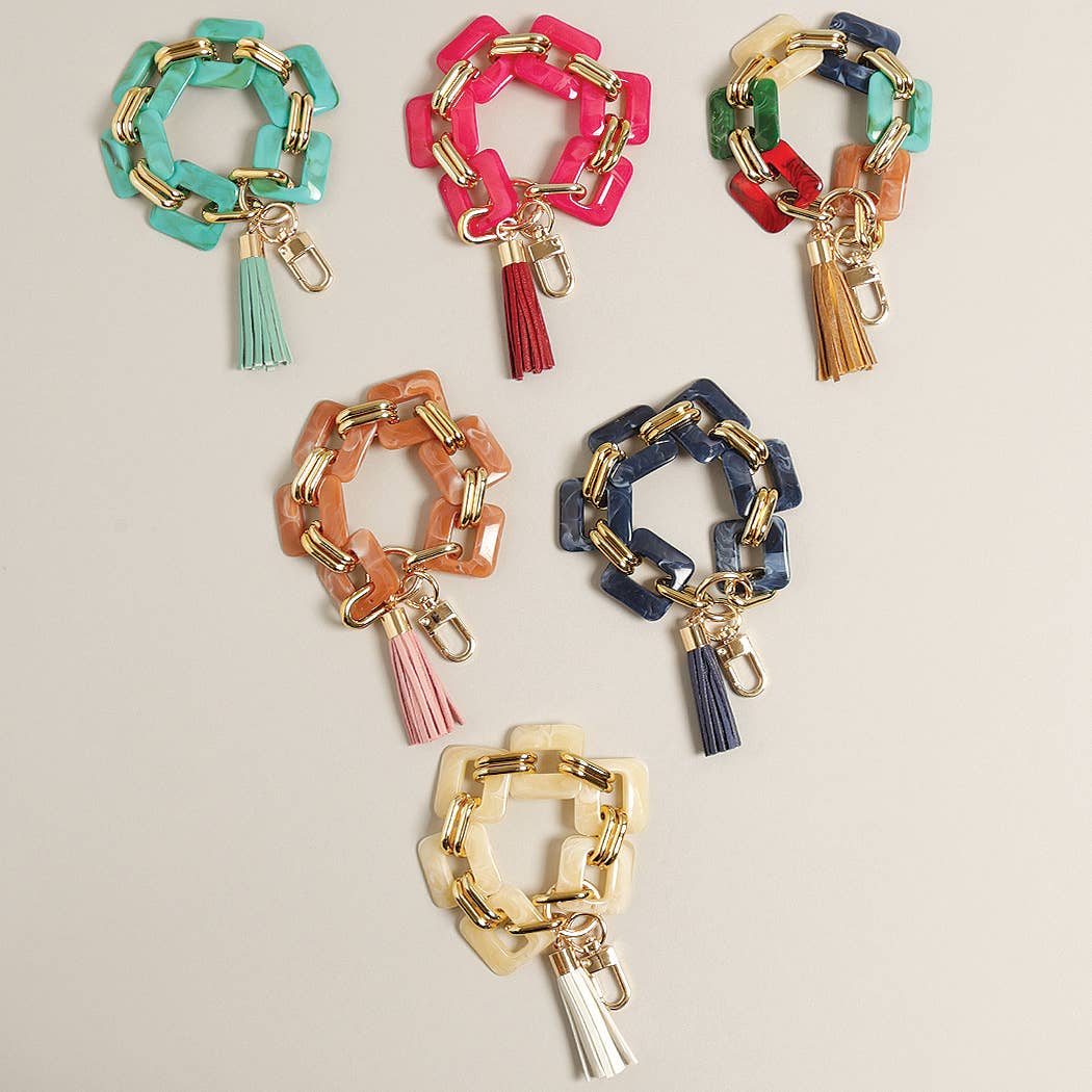 Resin Chain  Bracelet Keychain with Tassel: ONE SIZE / MUL
