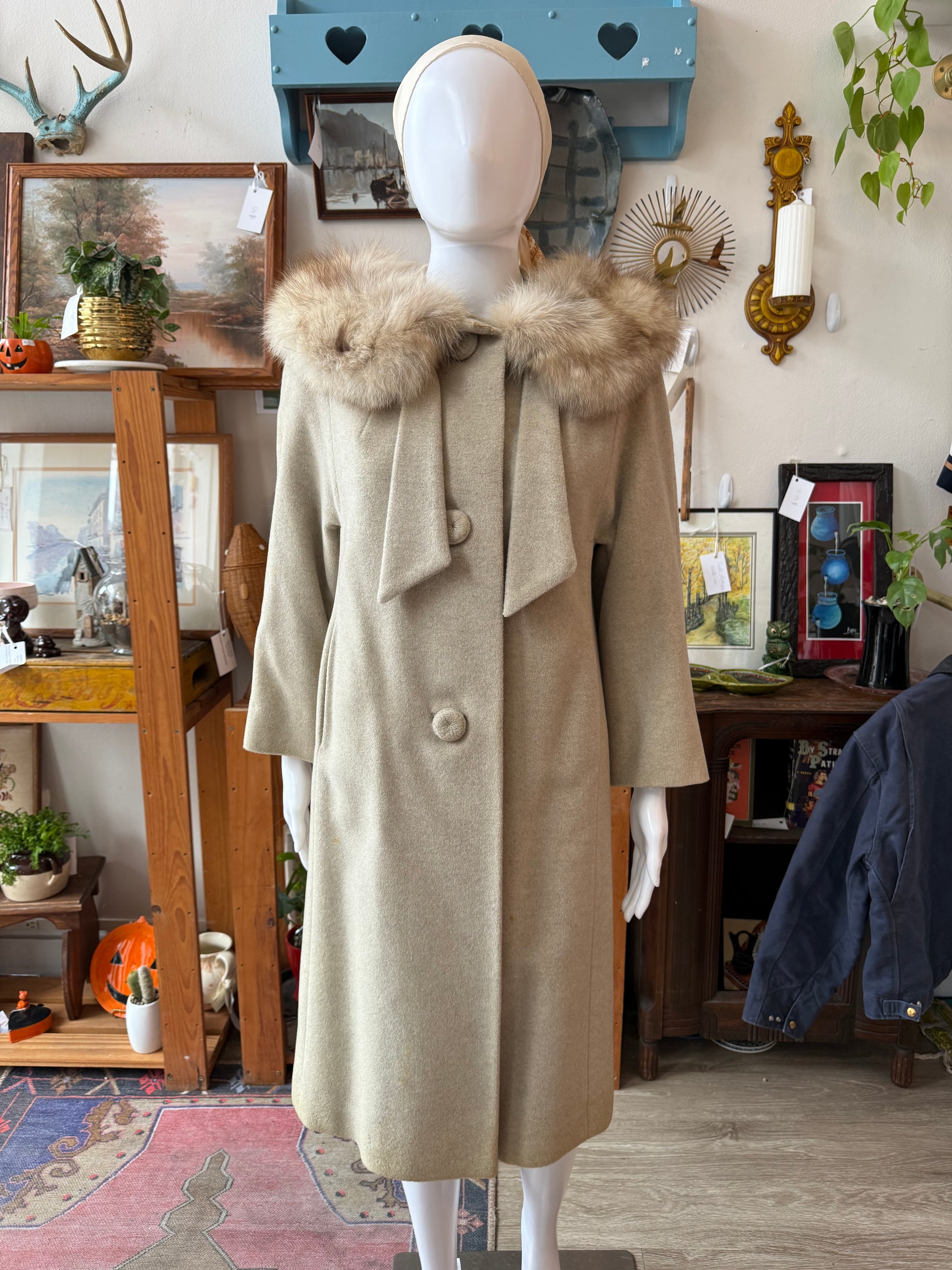 1960s Marki Original Mod Coat with Mink Collar by J.C. Kramer