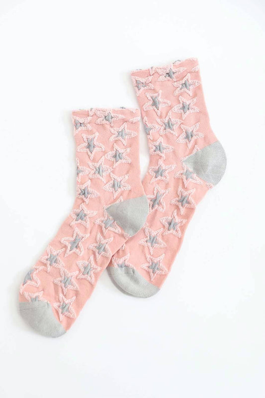 Star Design Socks: Pink