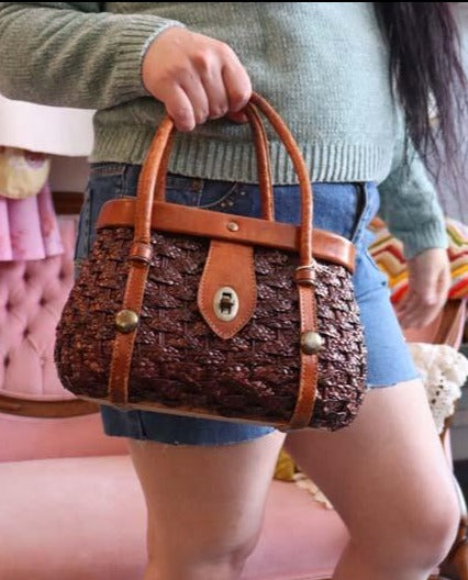Cowgirl Leather Wicker Bag